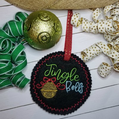 in the hoop jingle bells tag embroidery 